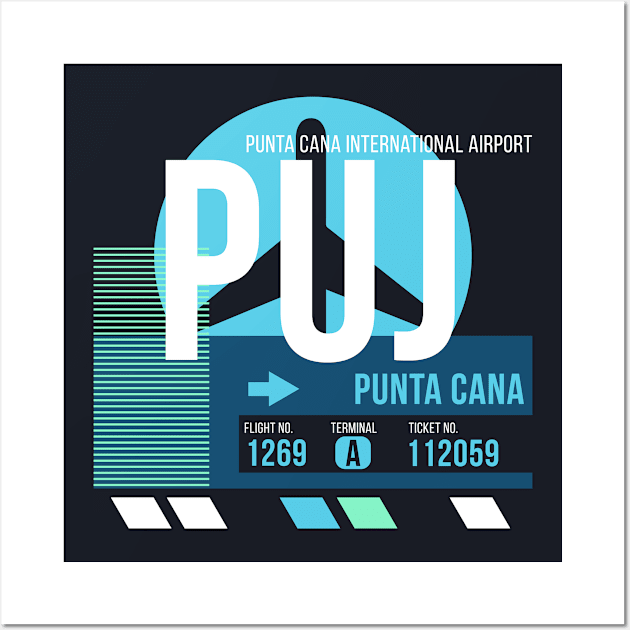 Punta Cana (PUJ) Airport Code Baggage Tag Wall Art by SLAG_Creative